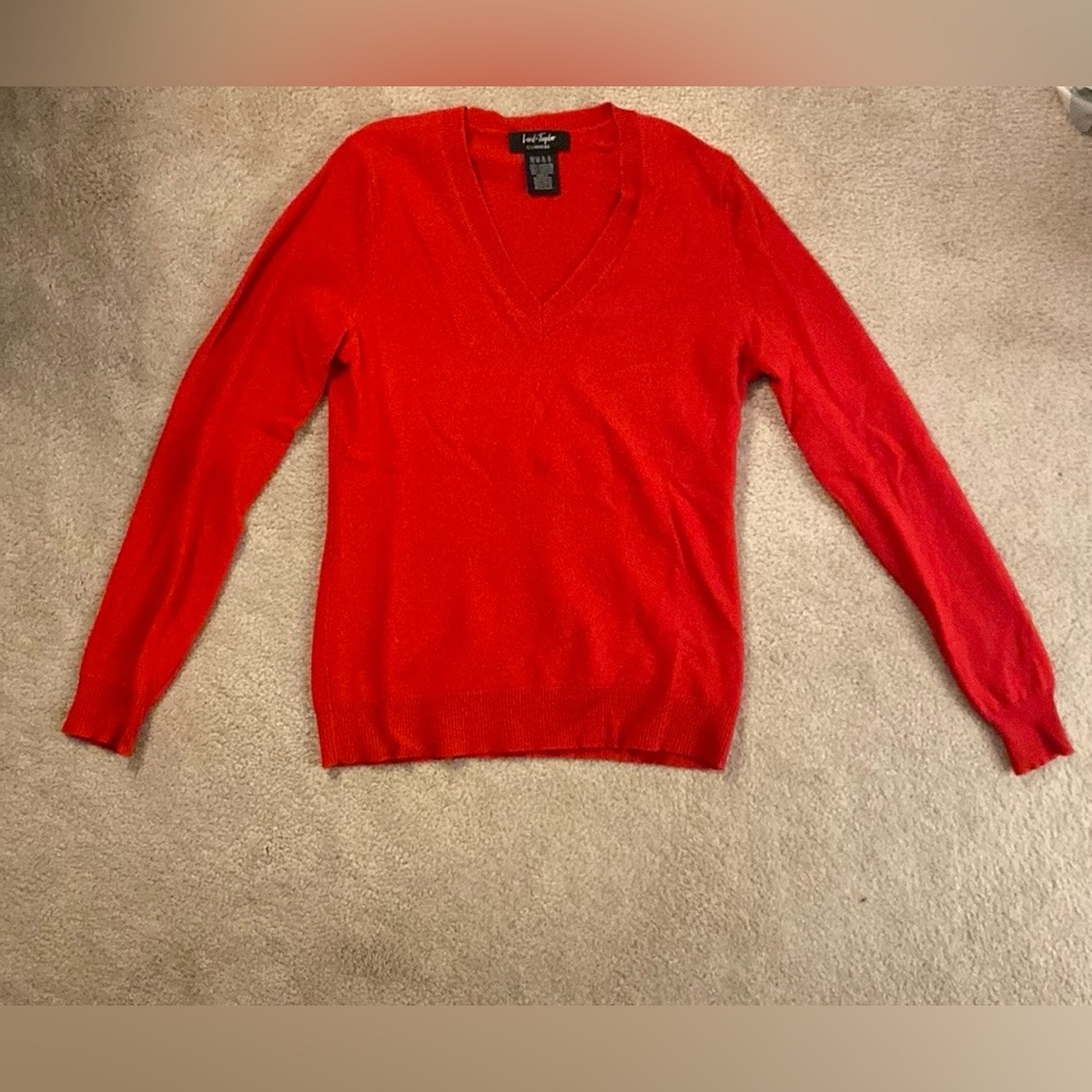 Bright red Lord & Taylor 100% cashmere sweater
